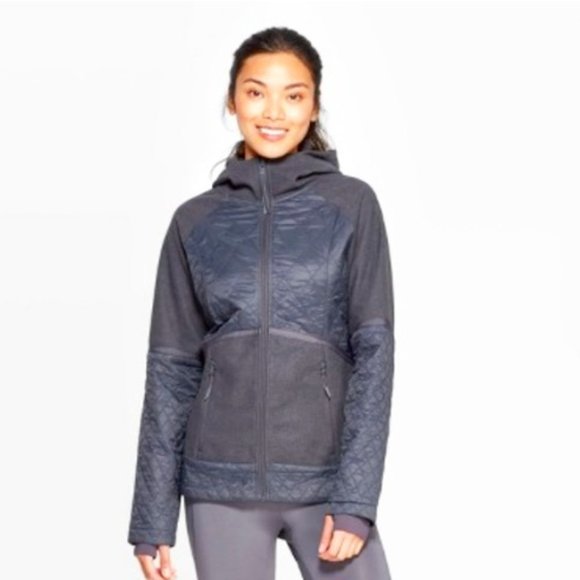 C9 By Champion Women's Charcoal Gray Hybrid Quilted Hooded Warm Jacket size M - Picture 1 of 10
